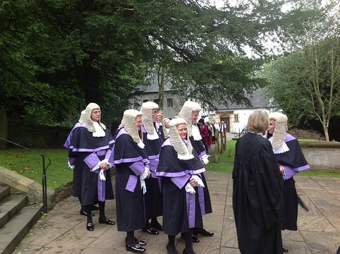 image of people outside a court