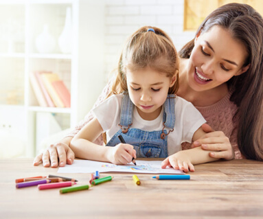 mother and drawing drawing together