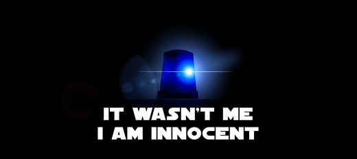 image of blue light with 'it wasn't me, i am innocent' text