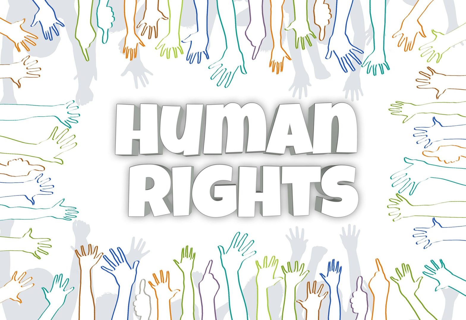 image of hands and words human rights