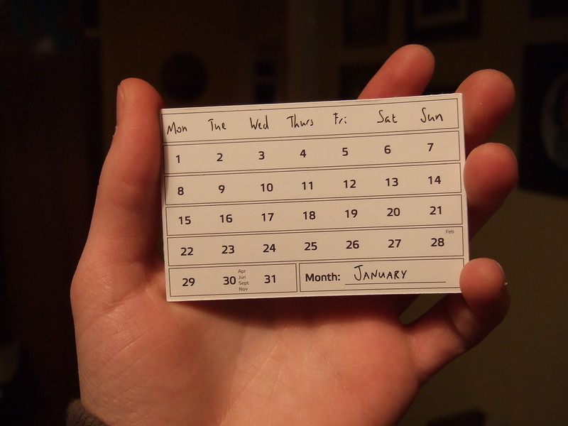 Image of handheld weekly calendar