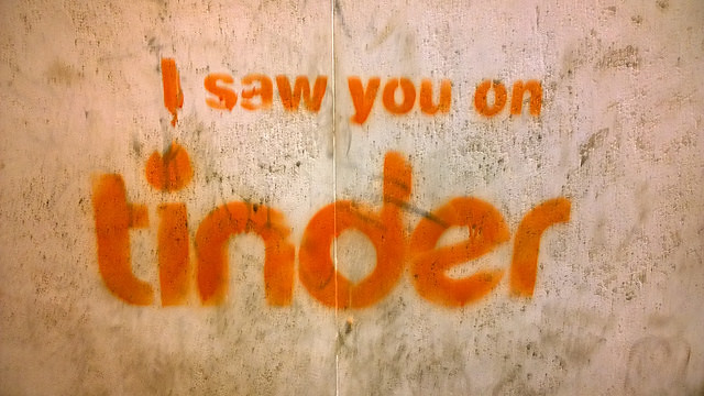 i saw you on tinder written on a wall