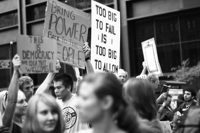 black and white image of protest